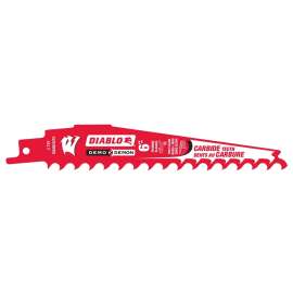 Diablo Demo Demon DS0603CPC Reciprocating Saw Blade, 1 in W, 6 in L, 3 TPI, Carbide Cutting Edge