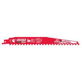 Diablo Demo Demon DS0903CPC Reciprocating Saw Blade, 1 in W, 9 in L, 3 TPI, Carbide Cutting Edge