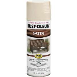 RUST-OLEUM STOPS RUST 7758830 Enamel Paint, Low Satin, Almond, 12 oz, Aerosol Can