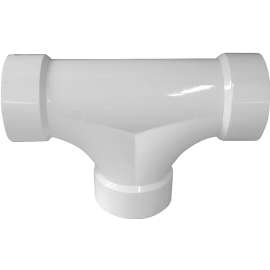 CANPLAS 193724 2-Way Cleanout Pipe Tee, 4 in, Hub, PVC, White