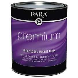 PARA Premium 1850-14 Interior/Exterior Paint, Soft Semi-Gloss, White, 1 qt