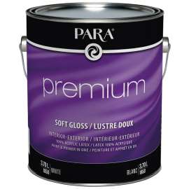 PARA Premium 1850-16 Interior/Exterior Paint, Soft Semi-Gloss, White, 1 gal
