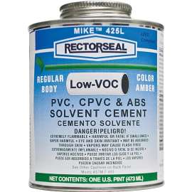 RECTORSEAL 55973 Solvent Cement, 1 pt Can, Liquid, Amber
