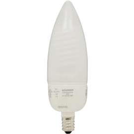 Sylvania 29750 Compact Fluorescent Bulb, 5 W, B10 Lamp, Candelabra E12 Lamp Base, 200 Lumens, 2700 K Color Temp