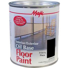 Majic Paints 8-0073-2 Floor Paint, Medium-Gloss, Black, 1 qt Pail