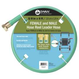 Swan CLOLH5806FM Leader Hose, 5/8 in, 6 ft L, Female x Male, PVC, Green