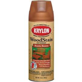 Krylon K03603000 Wood Stain, Rustic Brown, Liquid, 12 oz, Aerosol Can