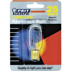 Feit Electric BP25T8N Incandescent Lamp, 25 W, T8 Lamp, Intermediate E17 Lamp Base, 2700 K Color Temp