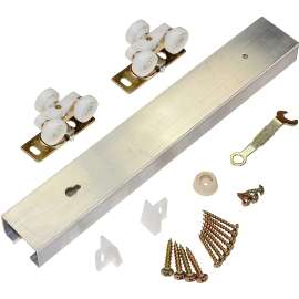 Johnson Hardware 100721DR Pocket Door Hardware Set, 72 in L Track, Top Mounting, For: 200 lb Doors