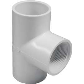 GENOVA 300 Series 31452 Pipe Tee, 2 in Run, Slip Run Connection, 2 in Branch, Slip Joint x FIP Branch Connection, White