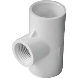 GENOVA 300 Series 31481 Pipe Reducing Tee, 3/4 x 1/2 in Run, Slip Run Connection, 3/4 in Branch, White