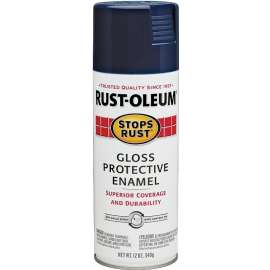 RUST-OLEUM STOPS RUST 7723830 Protective Enamel Spray Paint, Gloss, Navy Blue, 12 oz, Aerosol Can