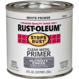RUST-OLEUM STOPS RUST 7780730 Clean Metal Primer, Flat, White, 0.5 pt