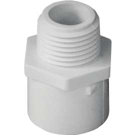 GENOVA 300 Series 30405 Pipe Adapter, 1/2 in Slip, 1/2 in MIP, White