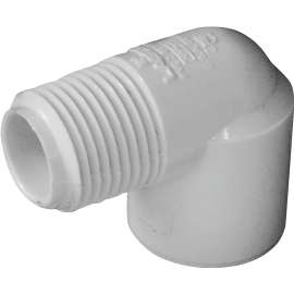 GENOVA 300 Series 32805 Street Pipe Elbow, 1/2 in Slip, 1/2 in MIP, 90 deg, White