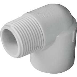 GENOVA 300 Series 32807 Street Pipe Elbow, 3/4 in Slip, 3/4 in MIP, 90 deg, White