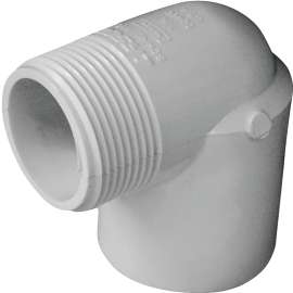 GENOVA 300 Series 32814 Street Pipe Elbow, 1-1/4 in Slip, 1-1/4 in MIP, 90 deg, White