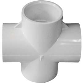 GENOVA 300 Series 34410 Pipe Cross, 1 in Slip Joint, 1 in Slip Joint, 1 in Slip Joint, 1 in Slip Joint, White