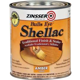 ZINSSER Bulls Eye 00716 Shellac, Mid-Tone, Amber, Liquid, 0.5 pt, Can