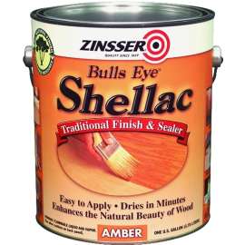 ZINSSER Bulls Eye 00701 Shellac, Mid-Tone, Amber, Liquid, 1 gal, Can