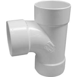 GENOVA 400 Series 41140 Sanitary Tee, 4 in Run, Hub Run Connection, 4 in Branch, Hub Branch Connection, White