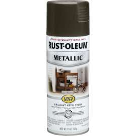 RUST-OLEUM STOPS RUST 7272830 Metallic Spray Paint, Metallic, Dark Bronze, 11 oz, Aerosol Can