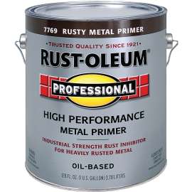 RUST-OLEUM PROFESSIONAL 242252 Rusty Metal Primer, Flat, Red, 1 gal, Pail