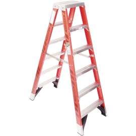 WERNER T7400 Series T7406 Step Ladder, 10 ft Max Reach H, 5-Step, 375 lb, Type IAA Duty Rating, 3 in D Step