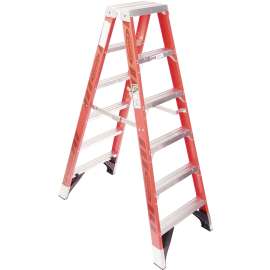 WERNER T7400 Series T7408 Step Ladder, 12 ft Max Reach H, 7-Step, 375 lb, Type IAA Duty Rating, 3 in D Step
