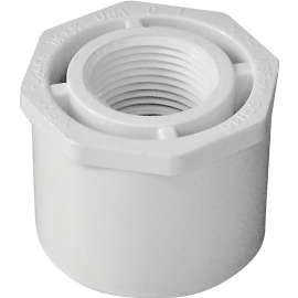 GENOVA 300 Series 34257 Pipe Reducing Bushing, 1-1/2 in Spigot x 3/4 in FIP, White