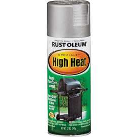 RUST-OLEUM 7716830 High Heat Spray Paint, Satin, Silver, 12 oz, Aerosol Can