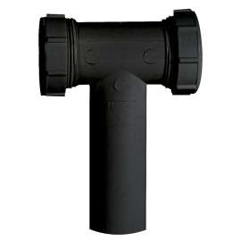 Plumb Pak PPC66-7B Center Outlet Tee, 1-1/2 in, Slip-Joint, Plastic, Black