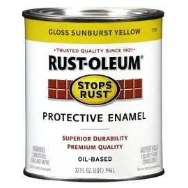 RUST-OLEUM STOPS RUST 7747502 Protective Enamel, Gloss, Sunburst Yellow, 1 qt Can