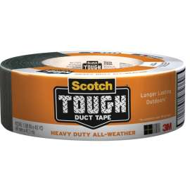 Scotch 2245-A All-Weather Tough Duct Tape, 45 yd L, 1.88 in W, Rubber Adhesive, Gray