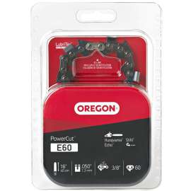 Oregon PowerCut E60 Chainsaw Chain, 16 in L Bar, 0.05 Gauge, 3/8 in TPI/Pitch, 60-Link