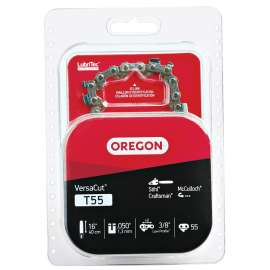 Oregon VersaCut T55 Chainsaw Chain, 16 in L Bar, 0.05 Gauge, 3/8 in TPI/Pitch, 55-Link