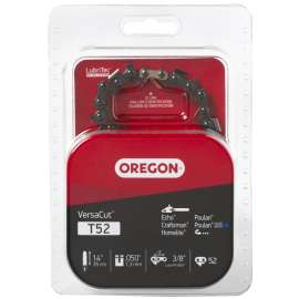 Oregon VersaCut T52 Chainsaw Chain, 14 in L Bar, 0.05 Gauge, 3/8 in TPI/Pitch, 52-Link