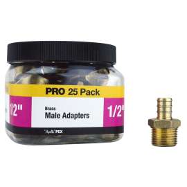 Apollo Valves APXMA1225JR Pipe Adapter, 1/2 in, Barb x MPT, Brass, 200 psi Pressure