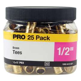 Apollo Valves APXT1225JR Pipe Tee, 1/2 in, Barb, Brass, 200 psi Pressure
