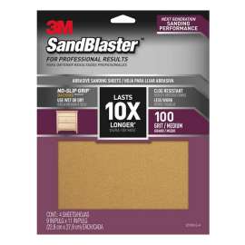 3M 20100-G-4 Sandpaper Sheet, 11 in L, 9 in W, 100 Grit, Aluminum Oxide Abrasive, Ceramic Backing