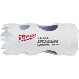 Milwaukee Hole Dozer 49-56-0707 Hole Saw, 1 in Dia, 1.7 in D Cutting, 3/8 in Arbor, 4 TPI, Carbide Cutting Edge
