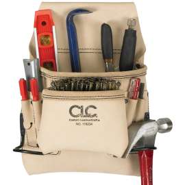 CLC Tool Works 178234 Nail and Tool Bag, 8-Pocket, Leather, White