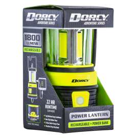 Dorcy Adventure Series 41-3125 Rechargeable Lantern, 4500 mAh, Lithium-Ion Battery, 1800 Lumens Lumens, Green