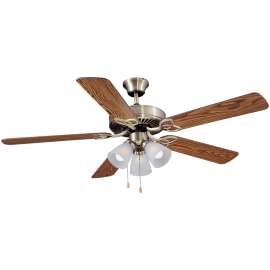 Boston Harbor Ceiling Fan, 3-Speed, 5-Blade, Oak or Walnut, 52 in Sweep