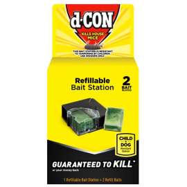 d-CON 89545 Mouse Bait Station With 2 Refills, 2 -Opening