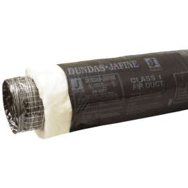 DUNDAS JAFINE BPC425 Flexible Insulated Duct, 4 in, 25 ft L, Fiberglass/Polyester/Polyethylene, Black
