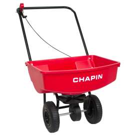 CHAPIN 8001A Residential Lawn Turf Spreader with Rubber Tire, 70 lb Capacity, Powder-Coated Steel Frame, Poly Hopper