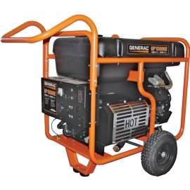 GENERAC 5734 Portable Generator, 125/62.5 A, 120/240 V, Gas, 16 gal Tank, 10 hr Run Time, Electric Start