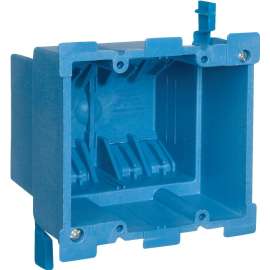 Carlon BH234R Outlet Box, 2 -Gang, PVC, Blue, Clamp Mounting