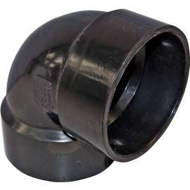 CANPLAS 102202BC Pipe Elbow, 2 in, Hub, 90 deg Angle, ABS, Black